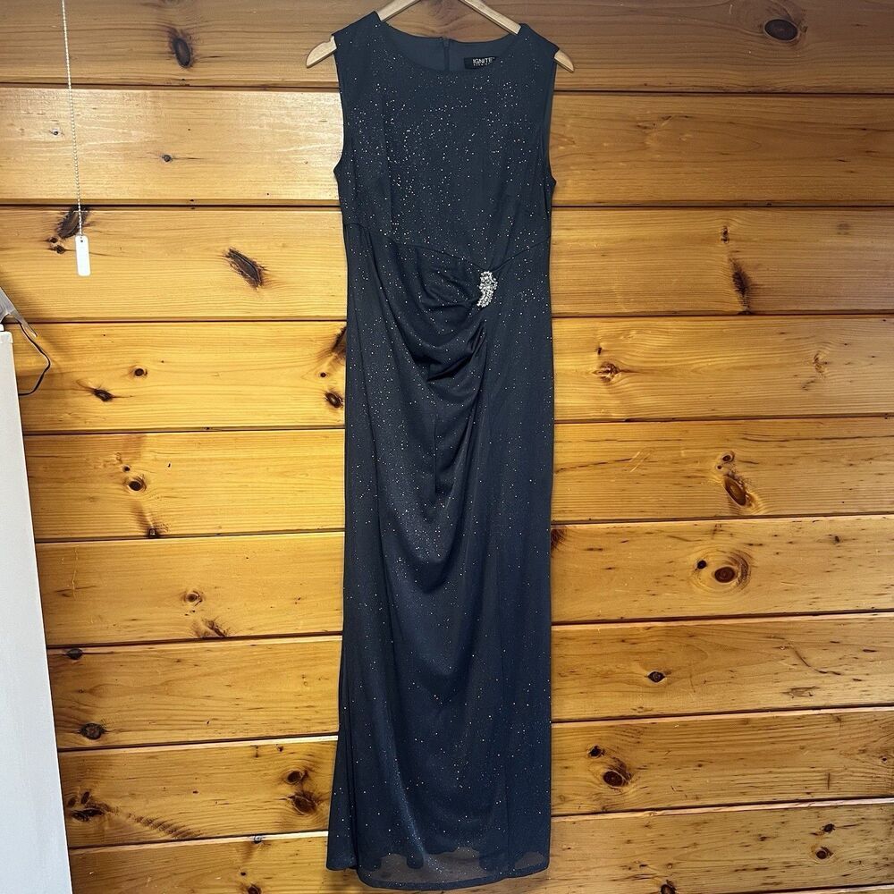 Ignite Evenings Maxi Dress (Grey & Silver Sparkles) Size 12 Mother-of-the-bride!
